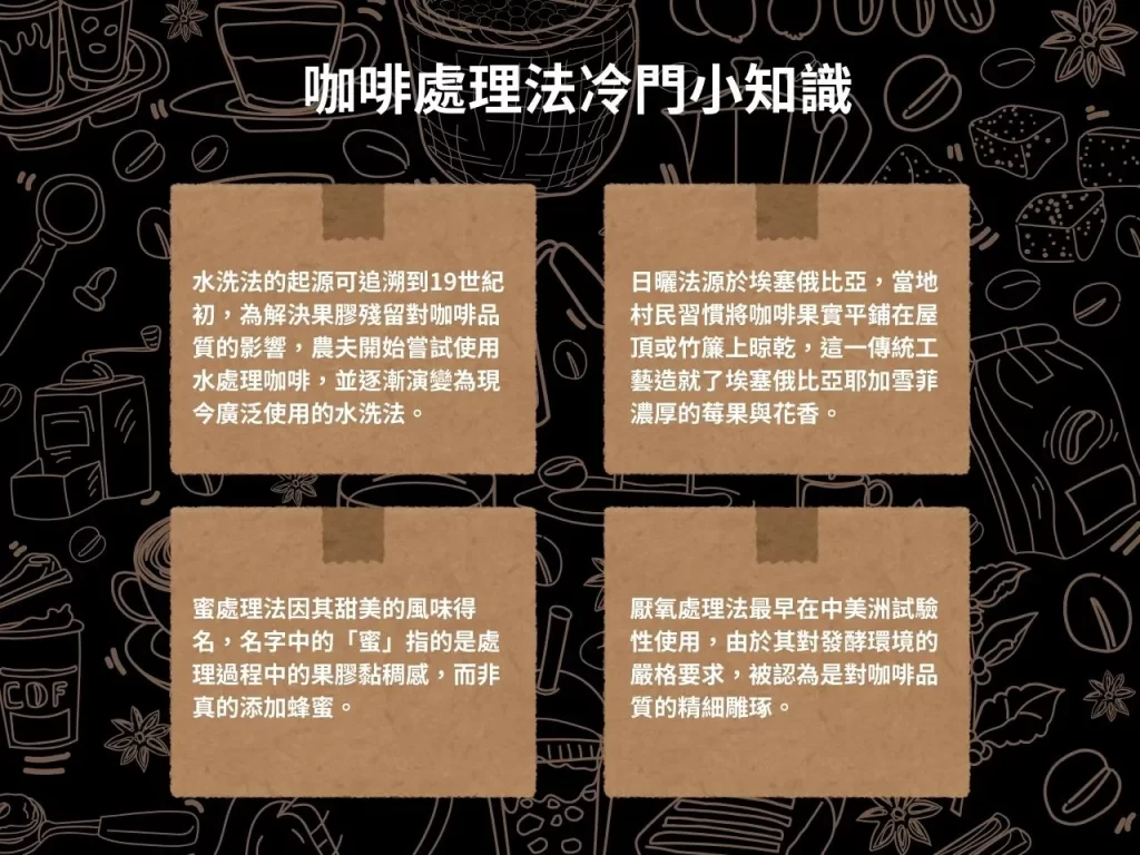 咖啡處理法 咖啡處理法的差別 水洗法 日曬法 蜜處理法
