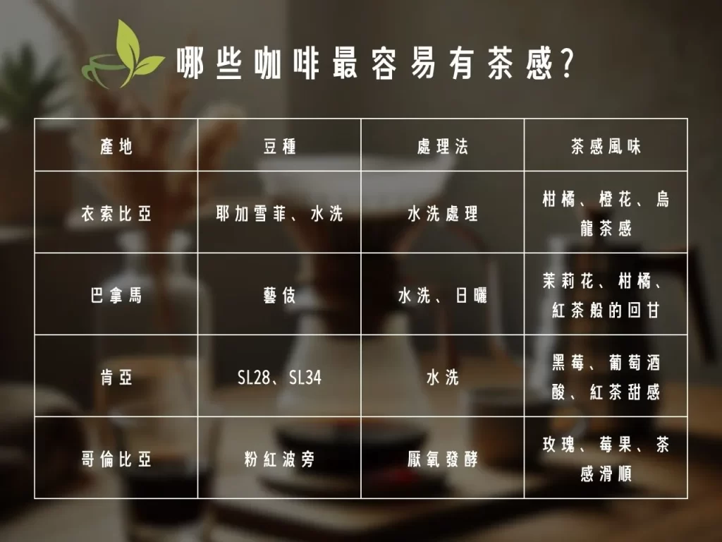 手沖咖啡 茶感咖啡 茶感咖啡是什麼 哪些咖啡最容易有茶感 咖啡豆品種
