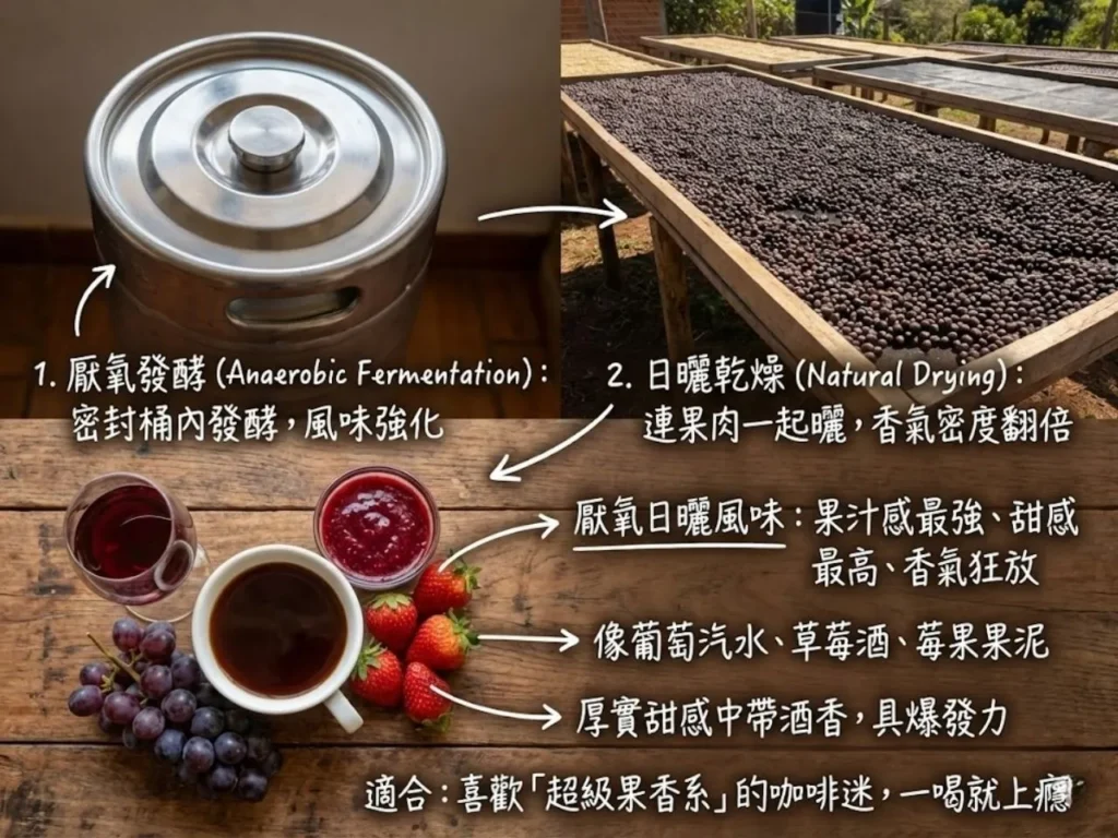 厭氧發酵處理法 厭氧水洗處理法 厭氧日曬處理法 厭氧蜜處理 雙重厭氧發酵