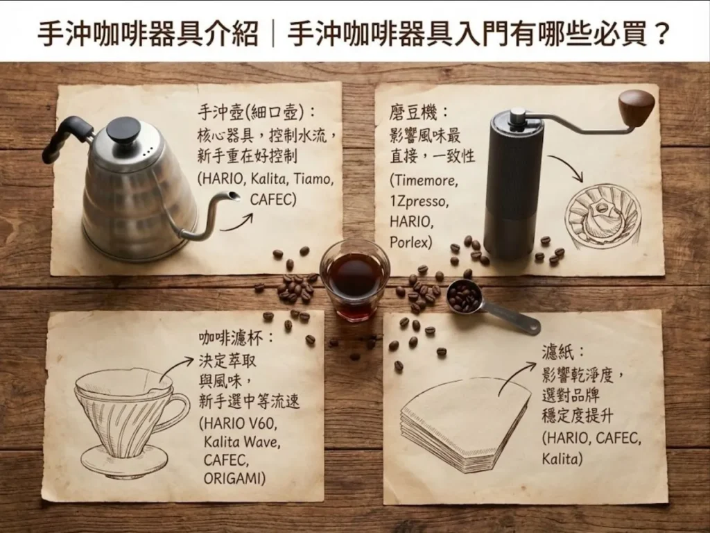 手沖咖啡器具入門 手沖咖啡器具介紹 手沖壺推薦 咖啡濾杯推薦 手沖咖啡器具專賣店
