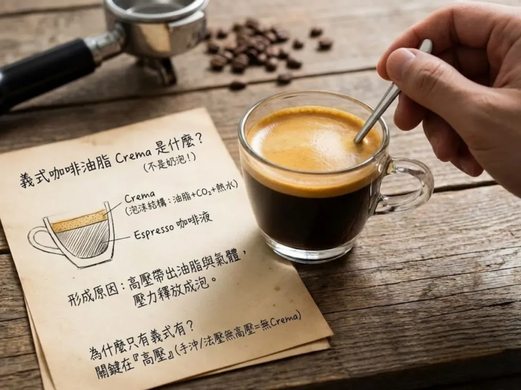 義式咖啡油脂 Crema是什麼 義式咖啡Crema 咖啡油脂 Espresso Crema Crema厚度 Crema代表什麼 義式咖啡好不好喝 Crema消失原因 義式咖啡豆推薦